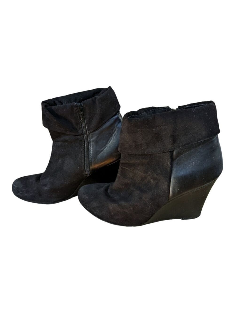 Report black wedge faux leather shootie Size 5